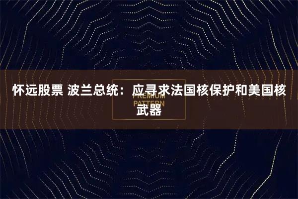 怀远股票 波兰总统：应寻求法国核保护和美国核武器